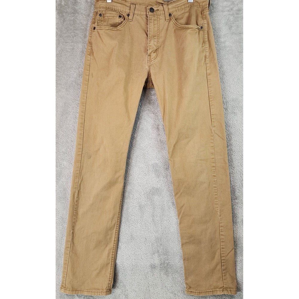 Levis 505 Regular Fit Jeans Mens 32x34 Khaki Tan Straight Leg Pants Casual